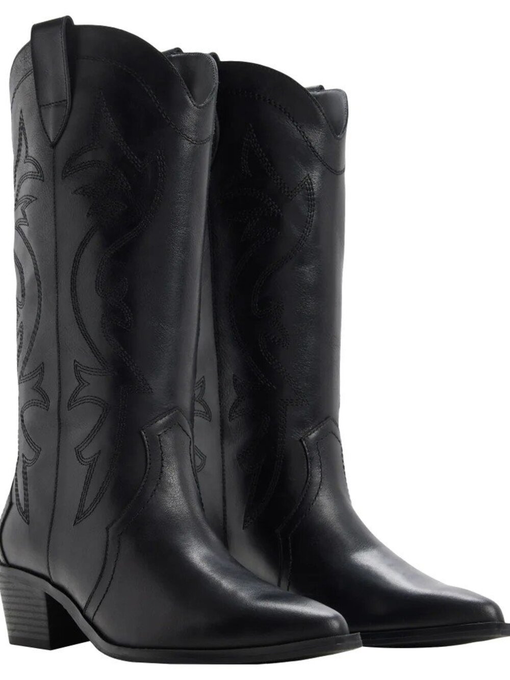 ALDO Women’s Leather Western Cowboy Boots Black Size 9
